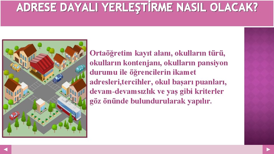 ADRESE DAYALI YERLEŞTİRME NASIL OLACAK? Your Logo Ortaöğretim kayıt alanı, okulların türü, okulların kontenjanı,