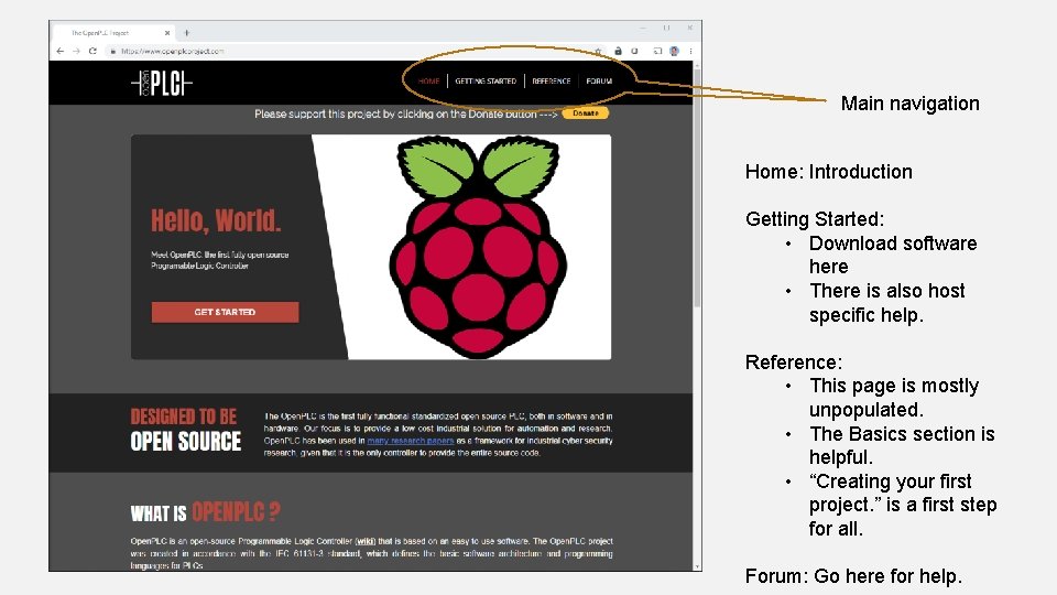 Main navigation Home: Introduction Getting Started: • Download software here • There is also