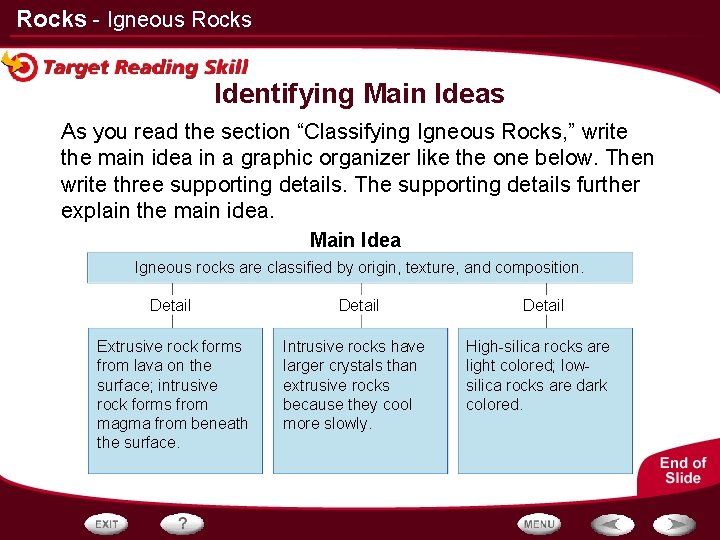 Rocks - Igneous Rocks Identifying Main Ideas As you read the section “Classifying Igneous