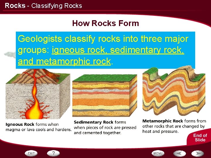 Rocks - Classifying Rocks How Rocks Form Geologists classify rocks into three major groups: