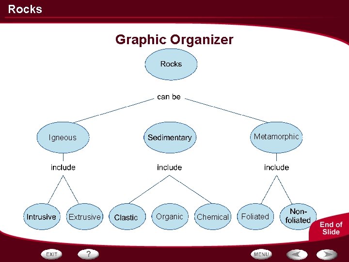 Rocks Graphic Organizer Metamorphic Igneous Extrusive Organic Chemical Foliated 