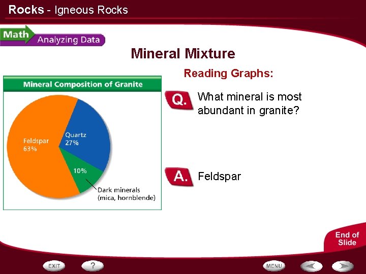 Rocks - Igneous Rocks Mineral Mixture Reading Graphs: What mineral is most abundant in