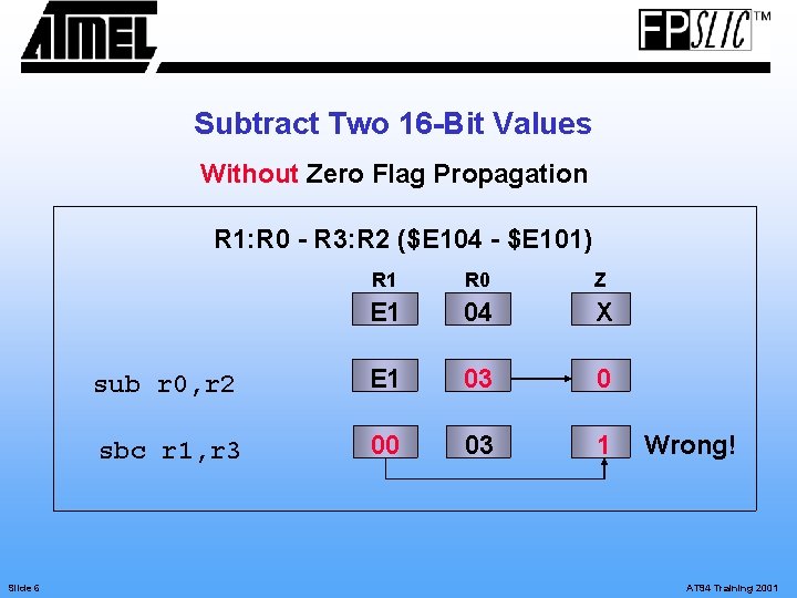 Subtract Two 16 -Bit Values Without Zero Flag Propagation R 1: R 0 -
