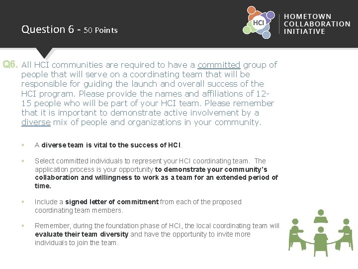 Question 6 - 50 Points Q 6. All HCI communities are required to have