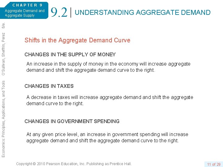 9. 2 UNDERSTANDING AGGREGATE DEMAND Economics: Principles, Applications, and Tools O’Sullivan, Sheffrin, Perez 6/e.