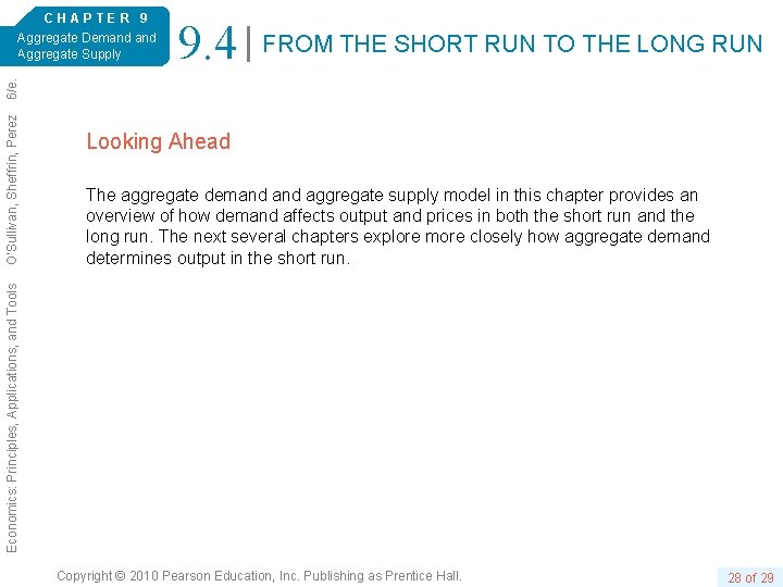 9. 4 FROM THE SHORT RUN TO THE LONG RUN Looking Ahead The aggregate