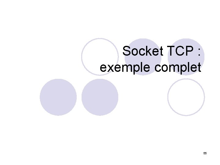 Socket TCP : exemple complet 55 
