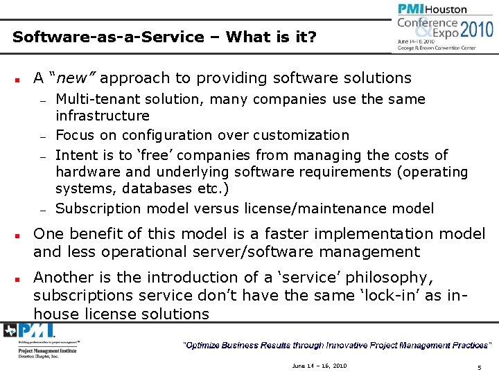 Software-as-a-Service – What is it? n A “new” approach to providing software solutions —