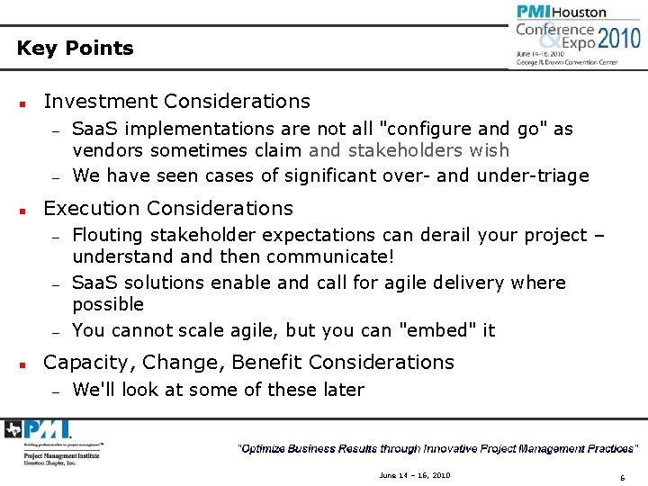 Key Points n Investment Considerations — — n Execution Considerations — — — n