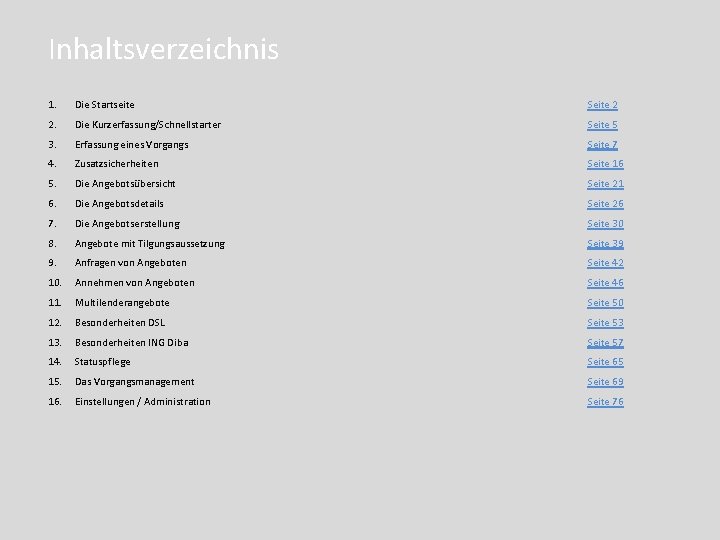 Inhaltsverzeichnis 1. Die Startseite Seite 2 2. Die Kurzerfassung/Schnellstarter Seite 5 3. Erfassung eines