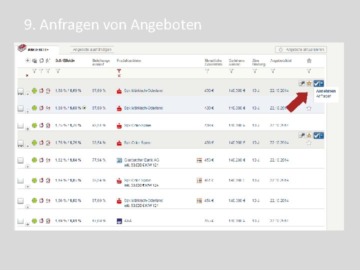 9. Anfragen von Angeboten 