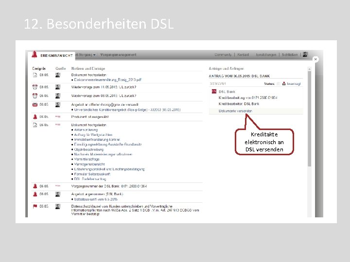 12. Besonderheiten DSL Kreditakte elektronisch an DSL versenden 