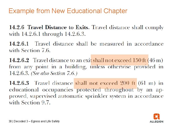 Example from New Educational Chapter 38 | Decoded 3 – Egress and Life Safety