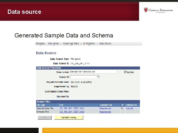 Data source Generated Sample Data and Schema 