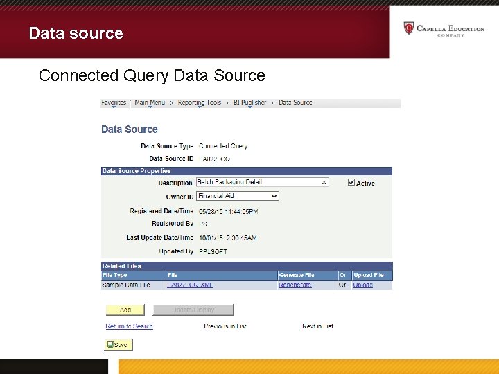 Data source Connected Query Data Source 