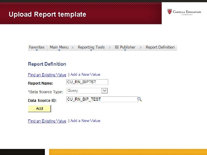 Upload Report template 