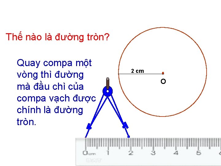 Thế nào là đường tròn? Quay compa một vòng thì đường mà đầu chì