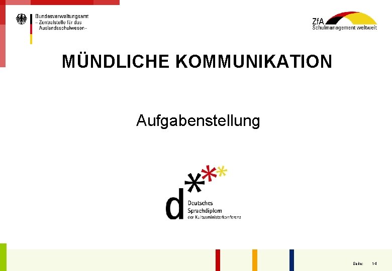 MÜNDLICHE KOMMUNIKATION Aufgabenstellung Seite: 14 