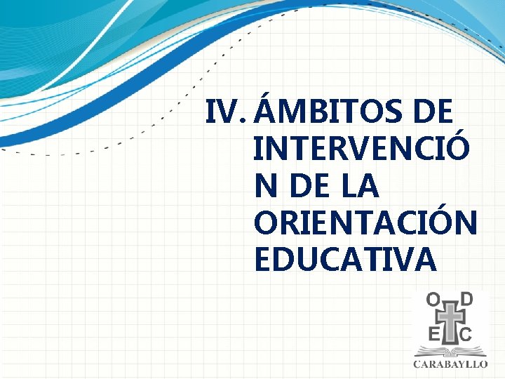 IV. ÁMBITOS DE INTERVENCIÓ N DE LA ORIENTACIÓN EDUCATIVA 