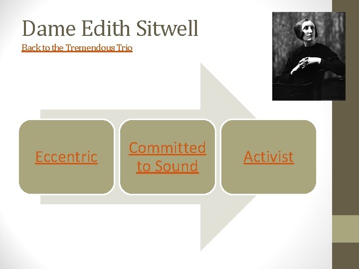 Dame Edith Sitwell Back to the Tremendous Trio Eccentric Committed to Sound Activist 