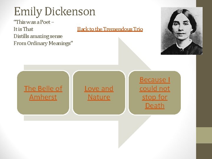 Emily Dickenson “This was a Poet – It is That Back to the Tremendous