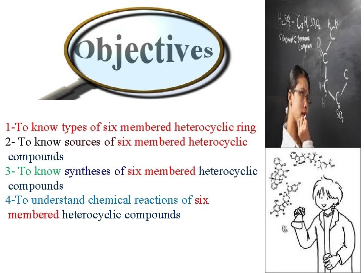1 -To know types of six membered heterocyclic ring 2 - To know sources