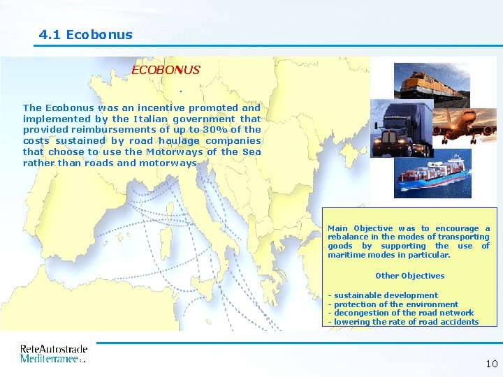 4. 1 Ecobonus ECOBONUS. The Ecobonus was an incentive promoted and implemented by the