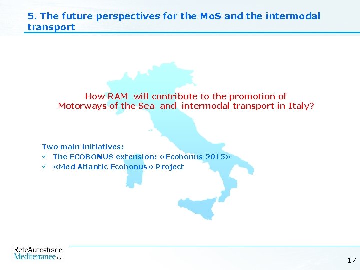 5. The future perspectives for the Mo. S and the intermodal transport How RAM