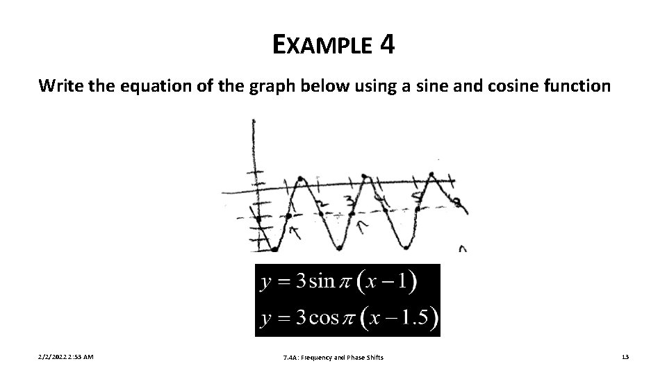 EXAMPLE 4 Write the equation of the graph below using a sine and cosine