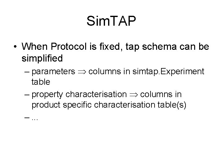 Sim. TAP • When Protocol is fixed, tap schema can be simplified – parameters