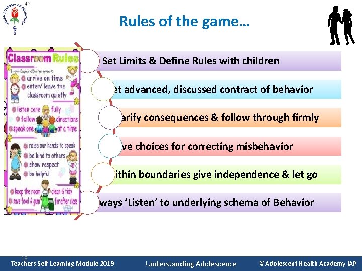Rules of the game… Set Limits & Define Rules with children Get advanced, discussed