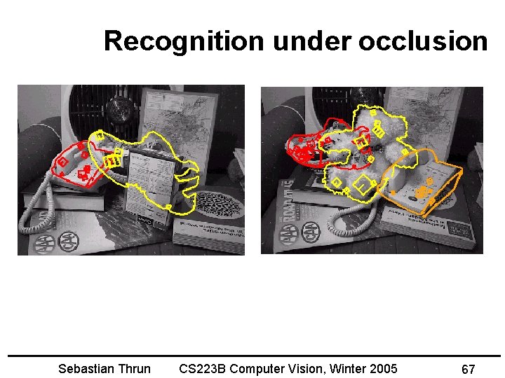 Recognition under occlusion Sebastian Thrun CS 223 B Computer Vision, Winter 2005 67 
