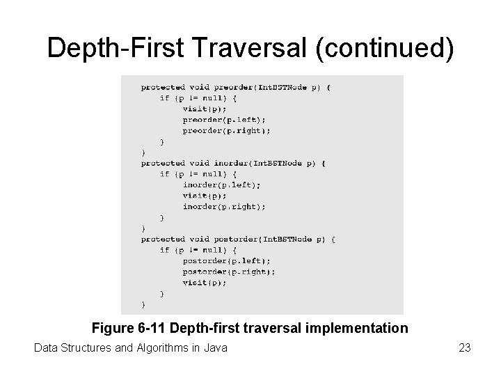 Depth-First Traversal (continued) Figure 6 -11 Depth-first traversal implementation Data Structures and Algorithms in Depth-First Traversal (continued) Figure 6 -11 Depth-first traversal implementation Data Structures and Algorithms in