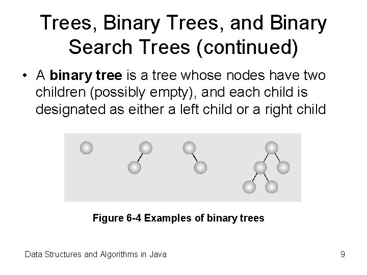 Trees, Binary Trees, and Binary Search Trees (continued) • A binary tree is a Trees, Binary Trees, and Binary Search Trees (continued) • A binary tree is a