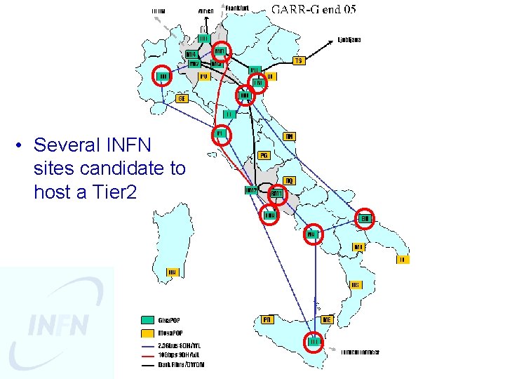 O • Several INFN sites candidate to host a Tier 2 O O O