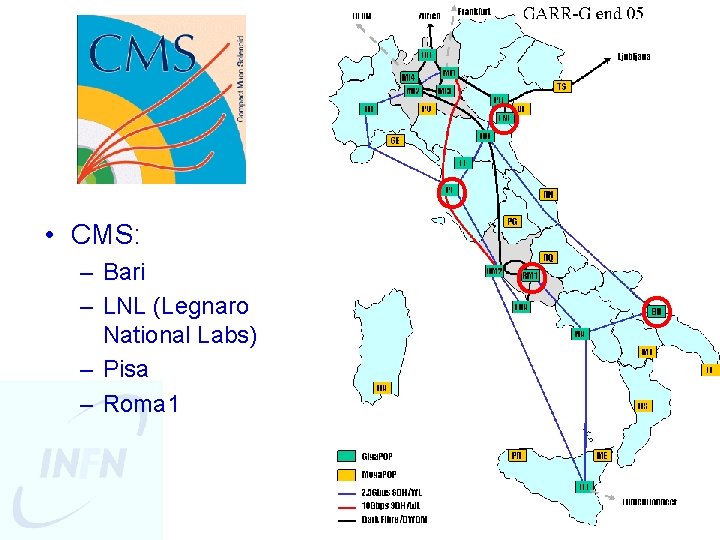 O O • CMS: – Bari – LNL (Legnaro National Labs) – Pisa –