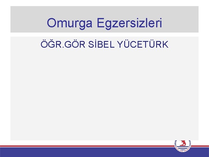 Omurga Egzersizleri ÖĞR. GÖR SİBEL YÜCETÜRK 