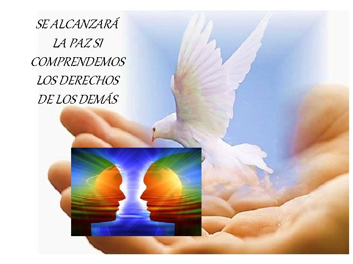 SE ALCANZARÁ LA PAZ SI COMPRENDEMOS LOS DERECHOS DE LOS DEMÁS 