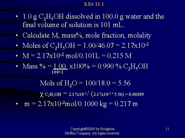 S. Ex 11. 1 • 1. 0 g C 2 H 5 OH dissolved