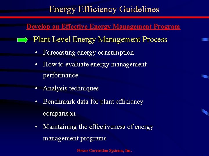Energy Efficiency Guidelines Develop an Effective Energy Management Program Plant Level Energy Management Process