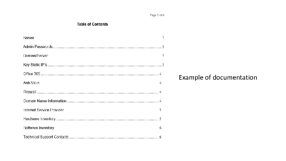 Example of documentation 