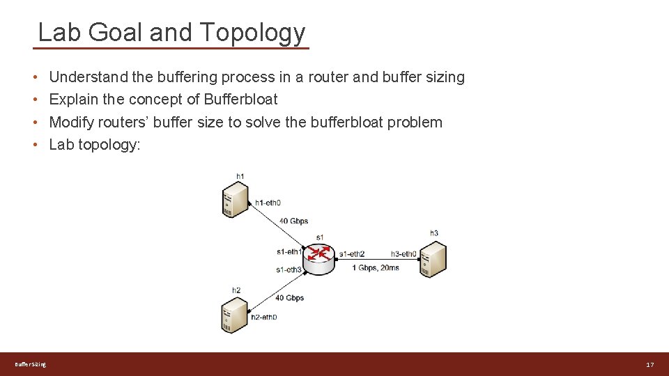 Lab Goal and Topology • • Buffer Sizing Understand the buffering process in a