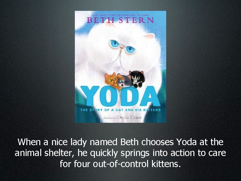 When a nice lady named Beth chooses Yoda at the animal shelter, he quickly