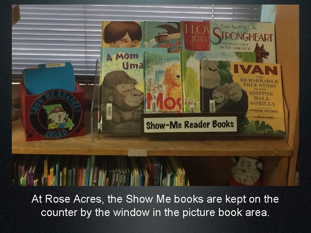 At Rose Acres, the Show Me books are kept on the counter by the