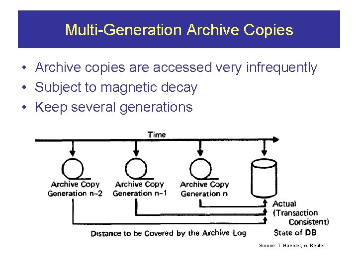 Multi-Generation Archive Copies • Archive copies are accessed very infrequently • Subject to magnetic