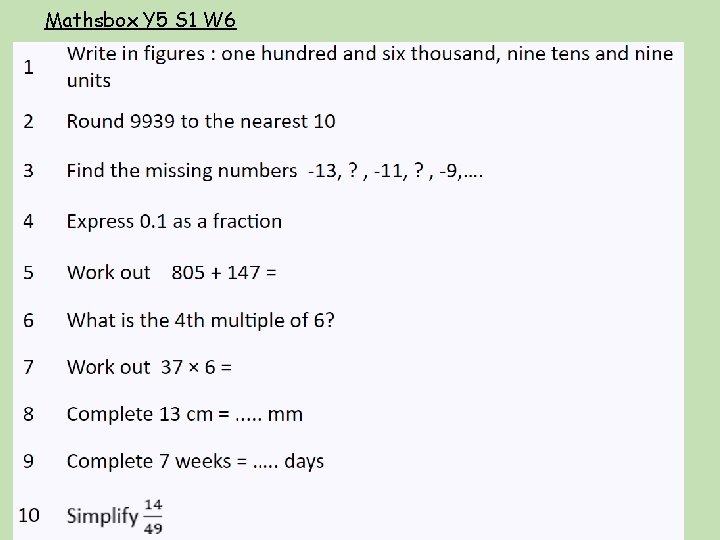 Mathsbox Y 5 S 1 W 6 