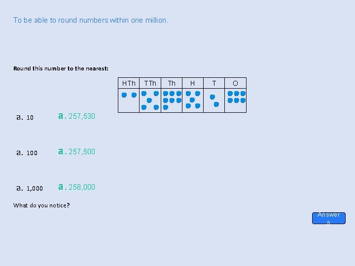 To be able to round numbers within one million. Round this number to the