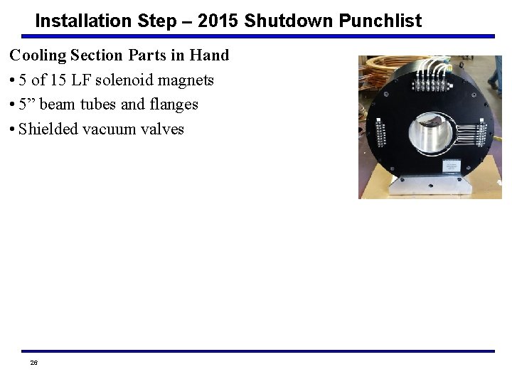 Installation Step – 2015 Shutdown Punchlist Cooling Section Parts in Hand • 5 of