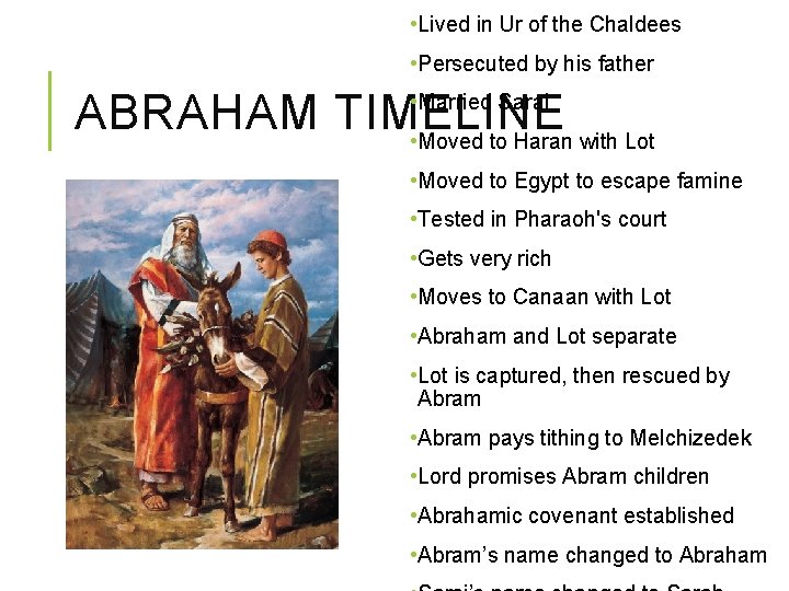  • Lived in Ur of the Chaldees • Persecuted by his father ABRAHAM