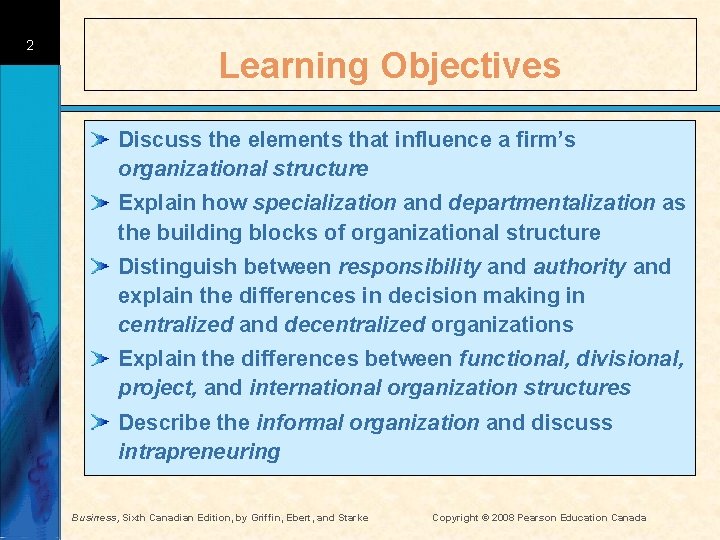 2 Learning Objectives Discuss the elements that influence a firm’s organizational structure Explain how